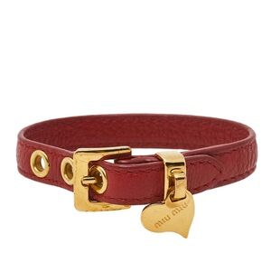Miu Miu Red Leather Bracelet with Silver Accents